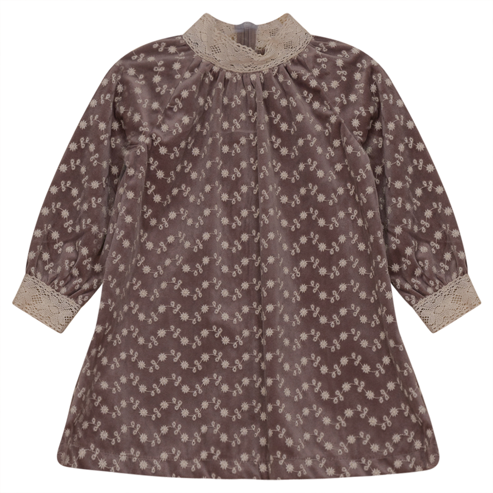 Embroidered Velvet Dress in Pink by Space Grey