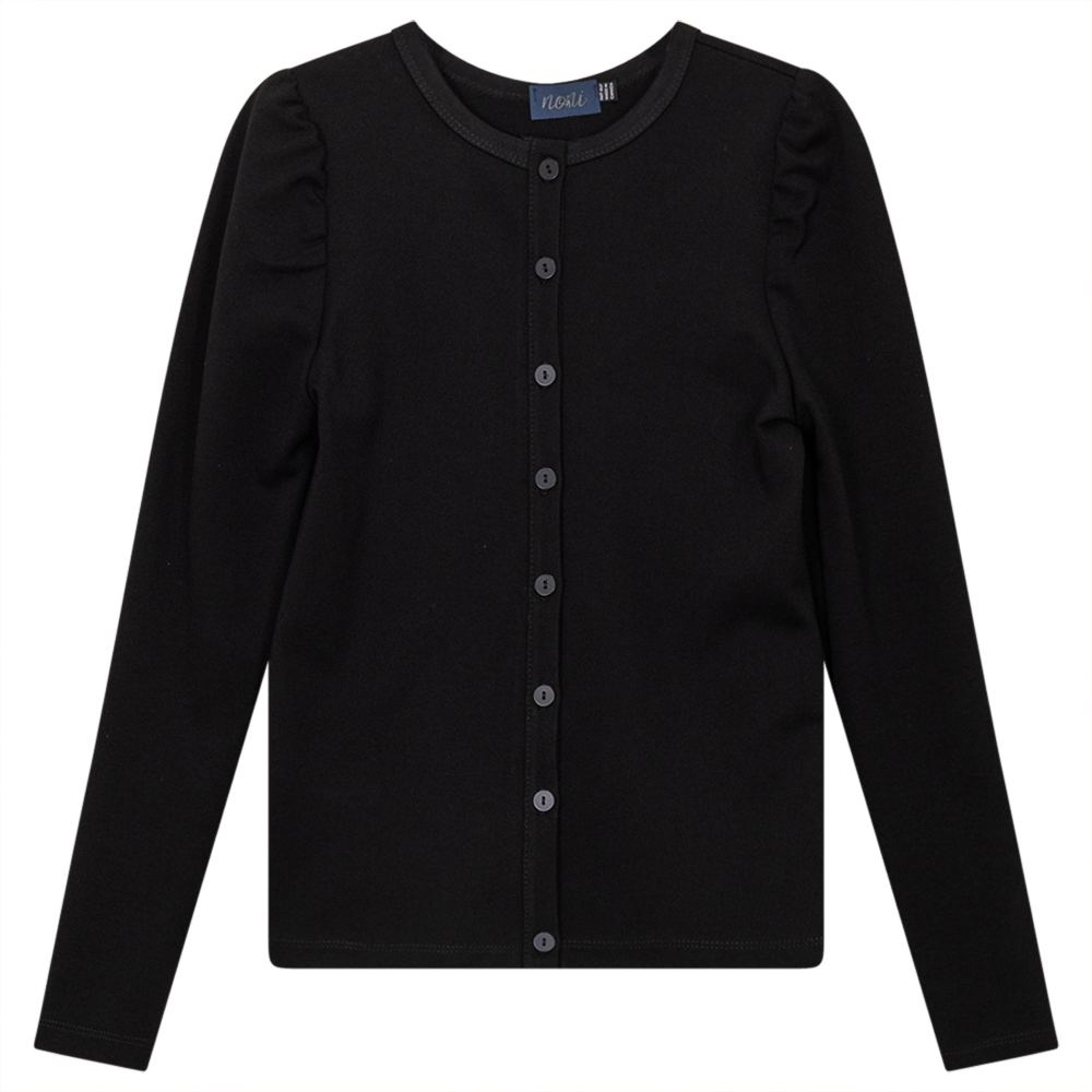 Ponte Top With Puff Shoulders in Black by Noni