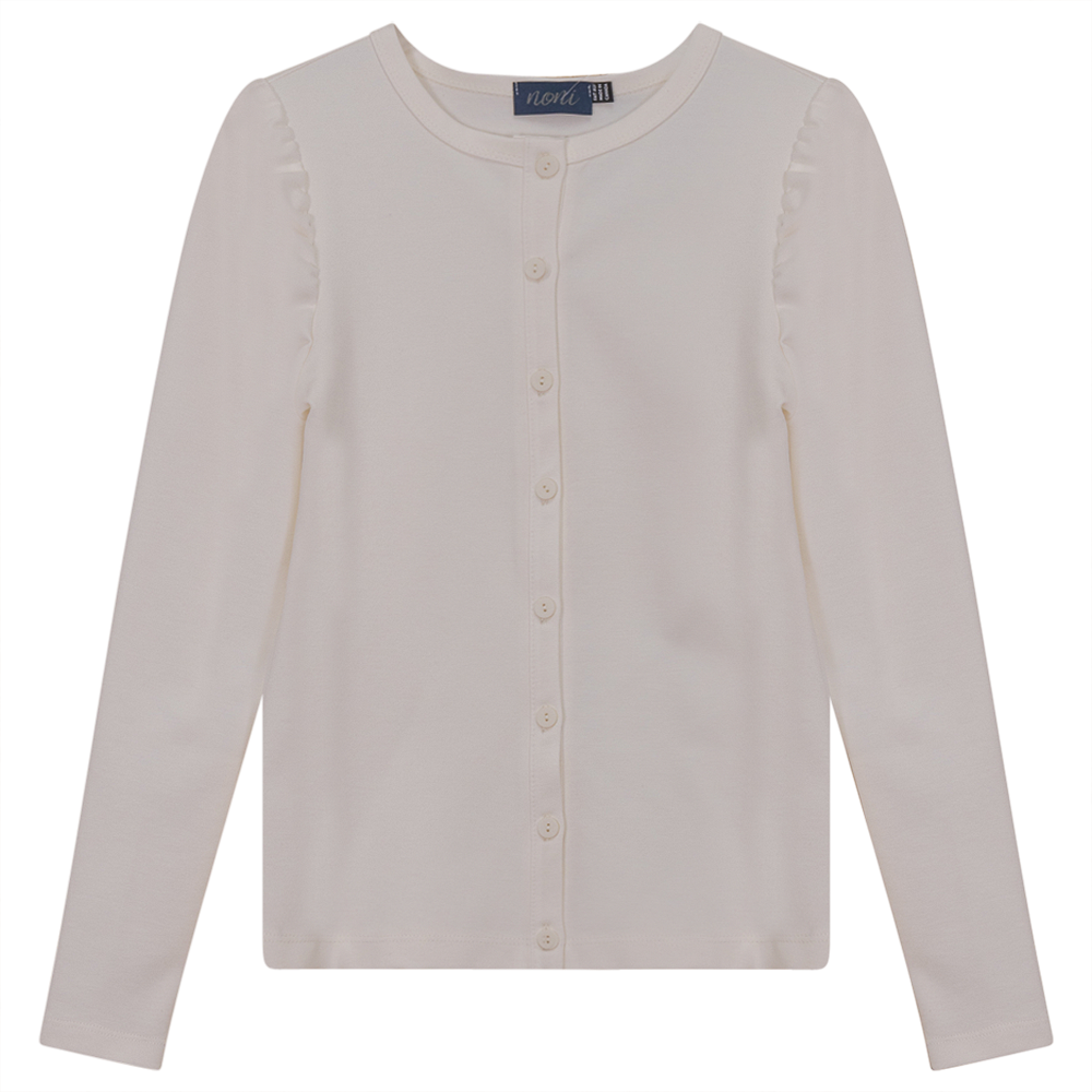 Ponte Top With Puff Shoulders in Cream by Noni