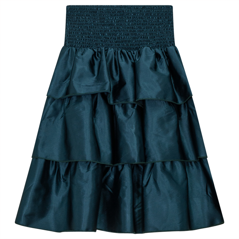 Smocked Drop Waist Tiered Skirt in Hunter by Noni