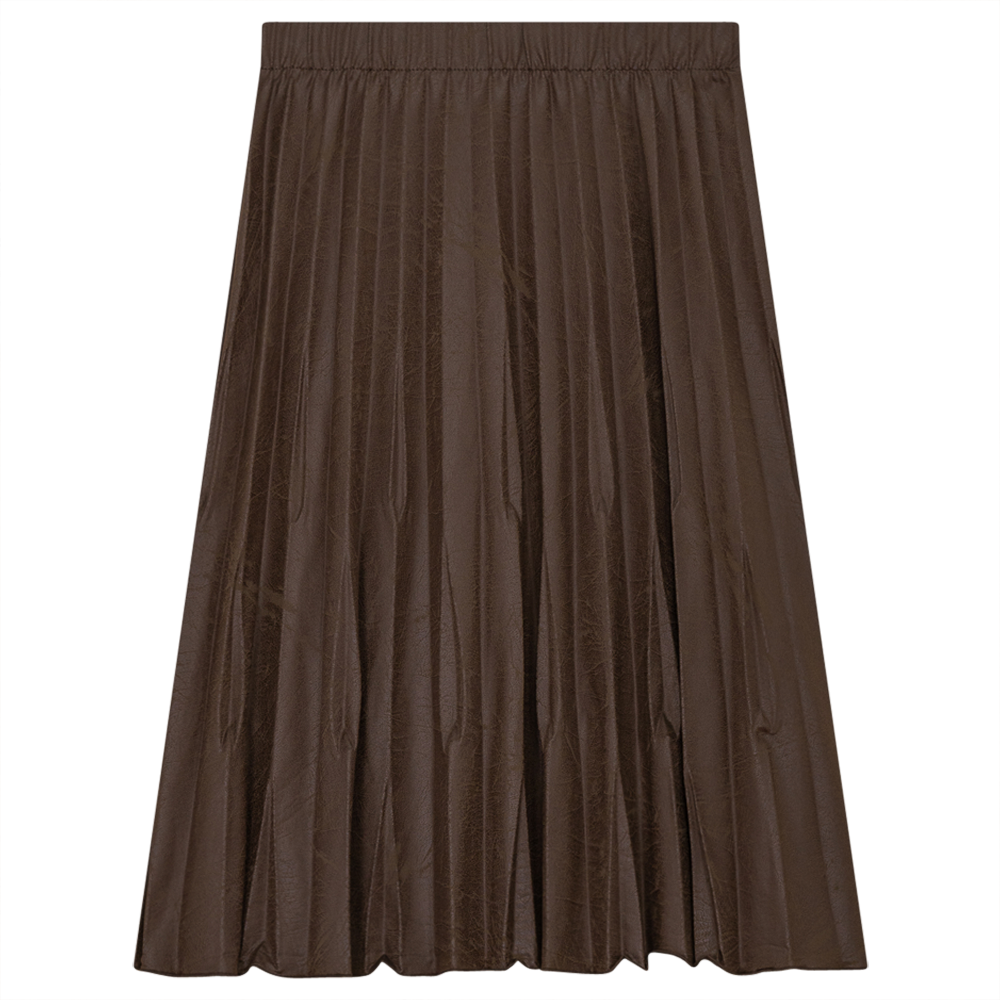 Rear Drop Pleated Skirt in Chocolate by Noni