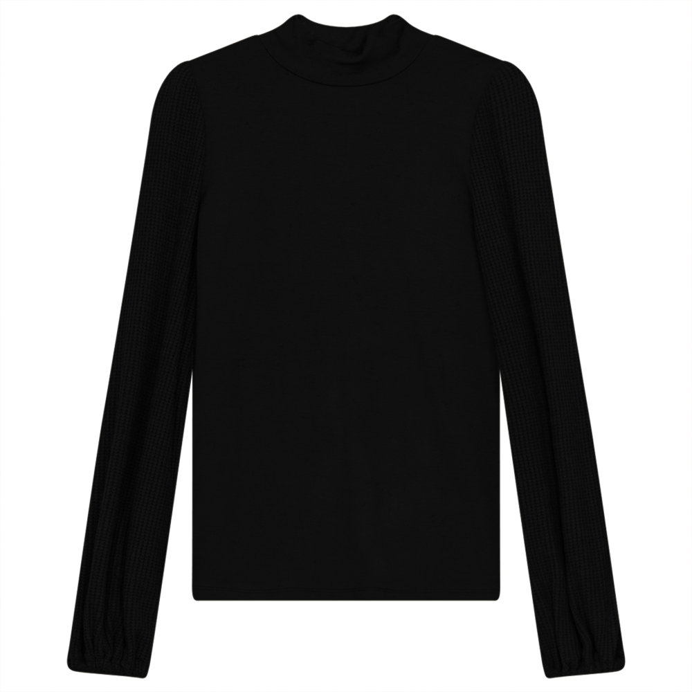 Chunkly Knit Sleeves Top in Black by Noni