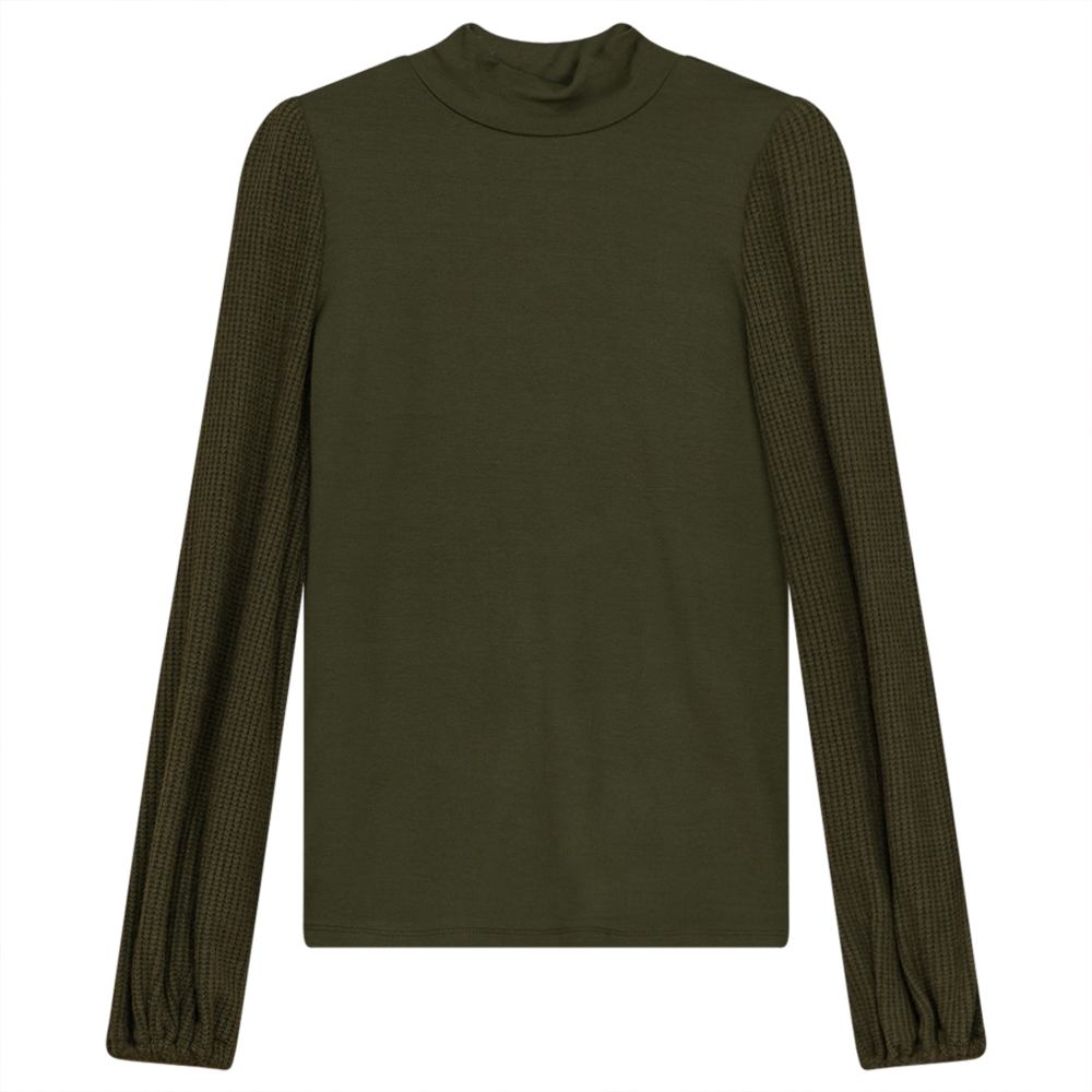Chunkly Knit Sleeves Top in Olive by Noni