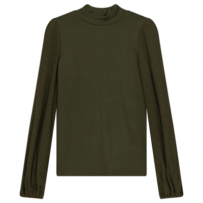 Chunkly Knit Sleeves Top Noni Teen Pullover Olive / XST - TheHushShop.com