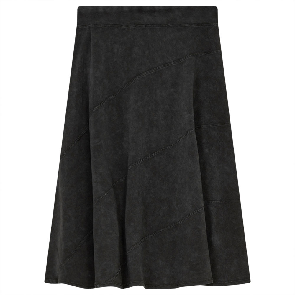 Ladies Short Denim Wash Skirt With Diagonal Cuts in by Red Myth