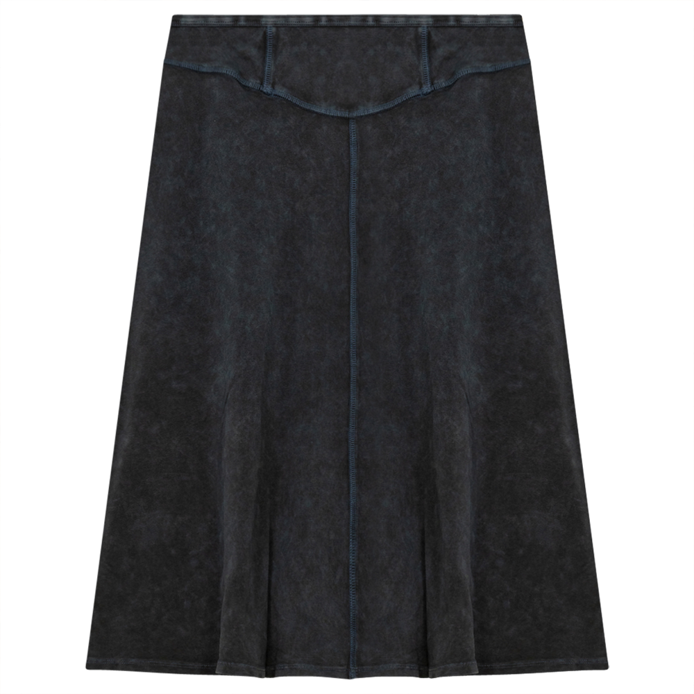 Ladies Short Denim Wash Skirt With Seam Down The Center in by Red Myth