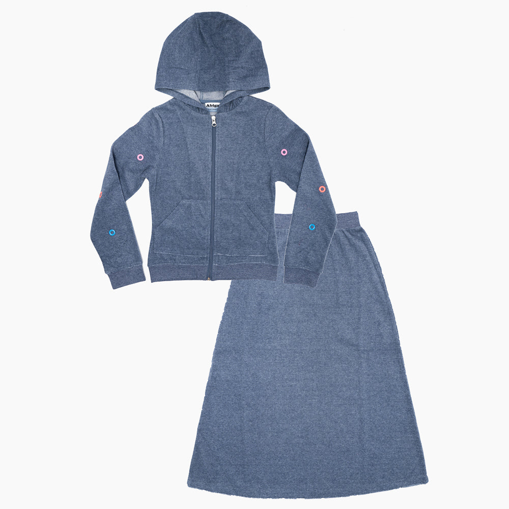 Rib And Terry 2pc Dark Denim Mix 2 pc Girls Set by {{ product_vemdor}}