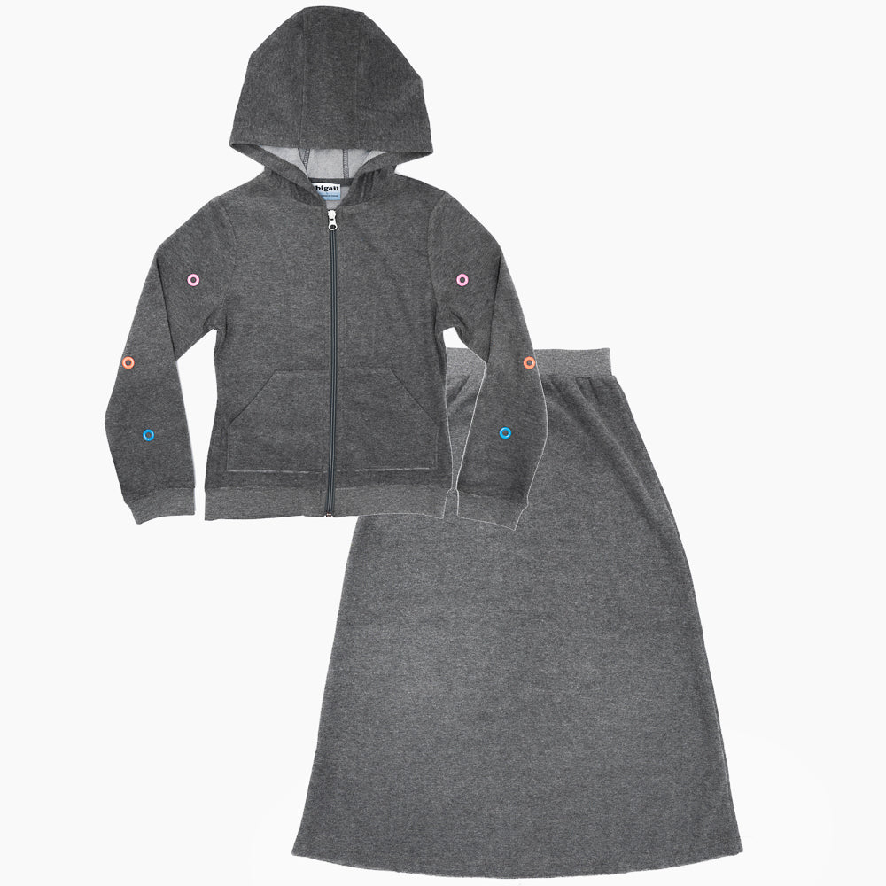 Rib And Terry 2pc in Medium Grey Mix by Abigail