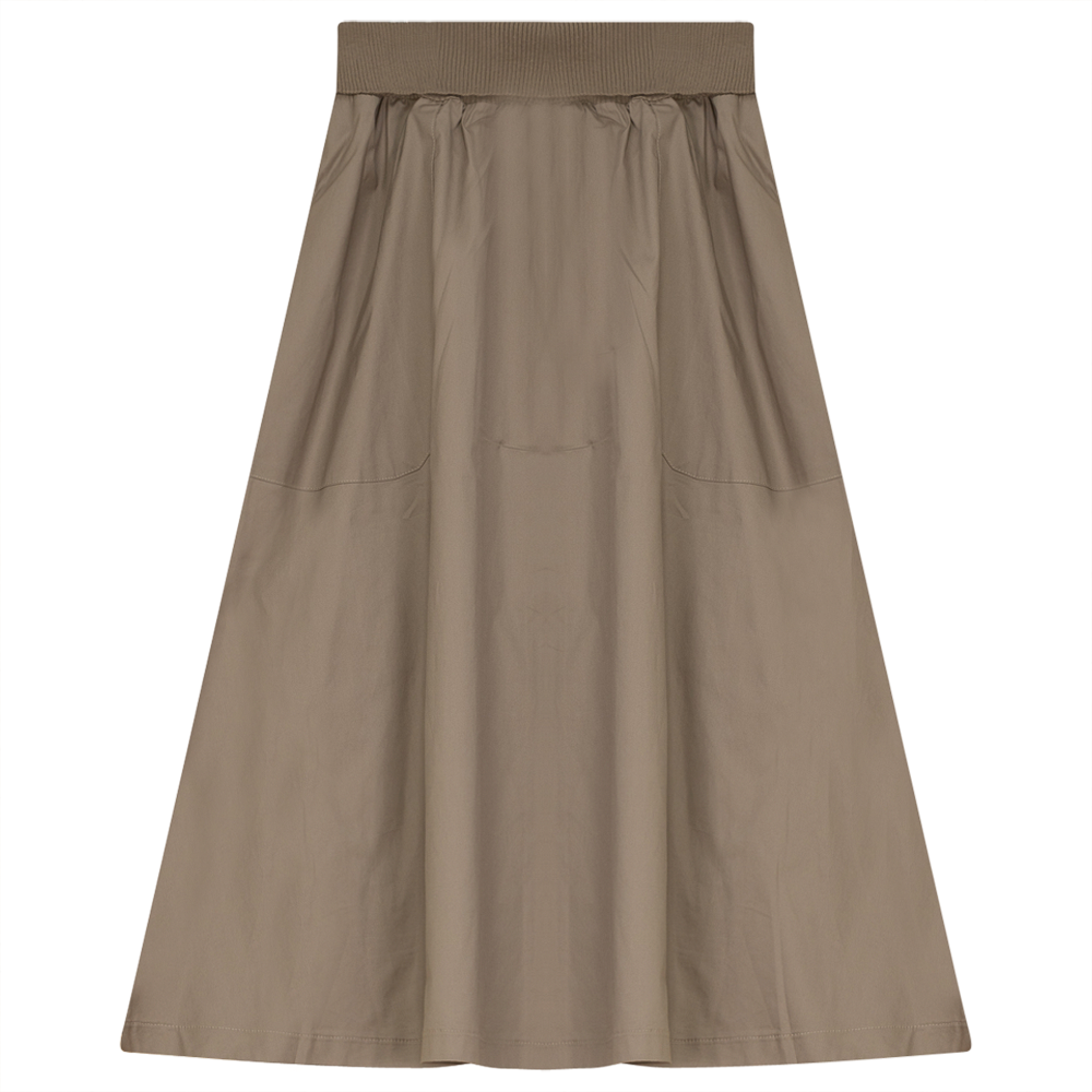 Ladies Short Cotton Belvedere Skirt With Pockets in Stone by Diciannove