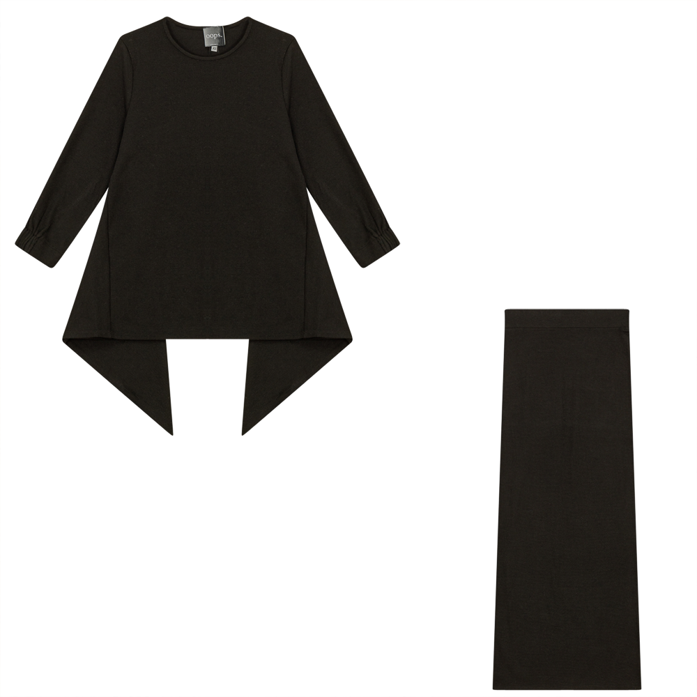 2PC Set Handkerchief Top With Maxi Straight Skirt in Light Grey by Oops