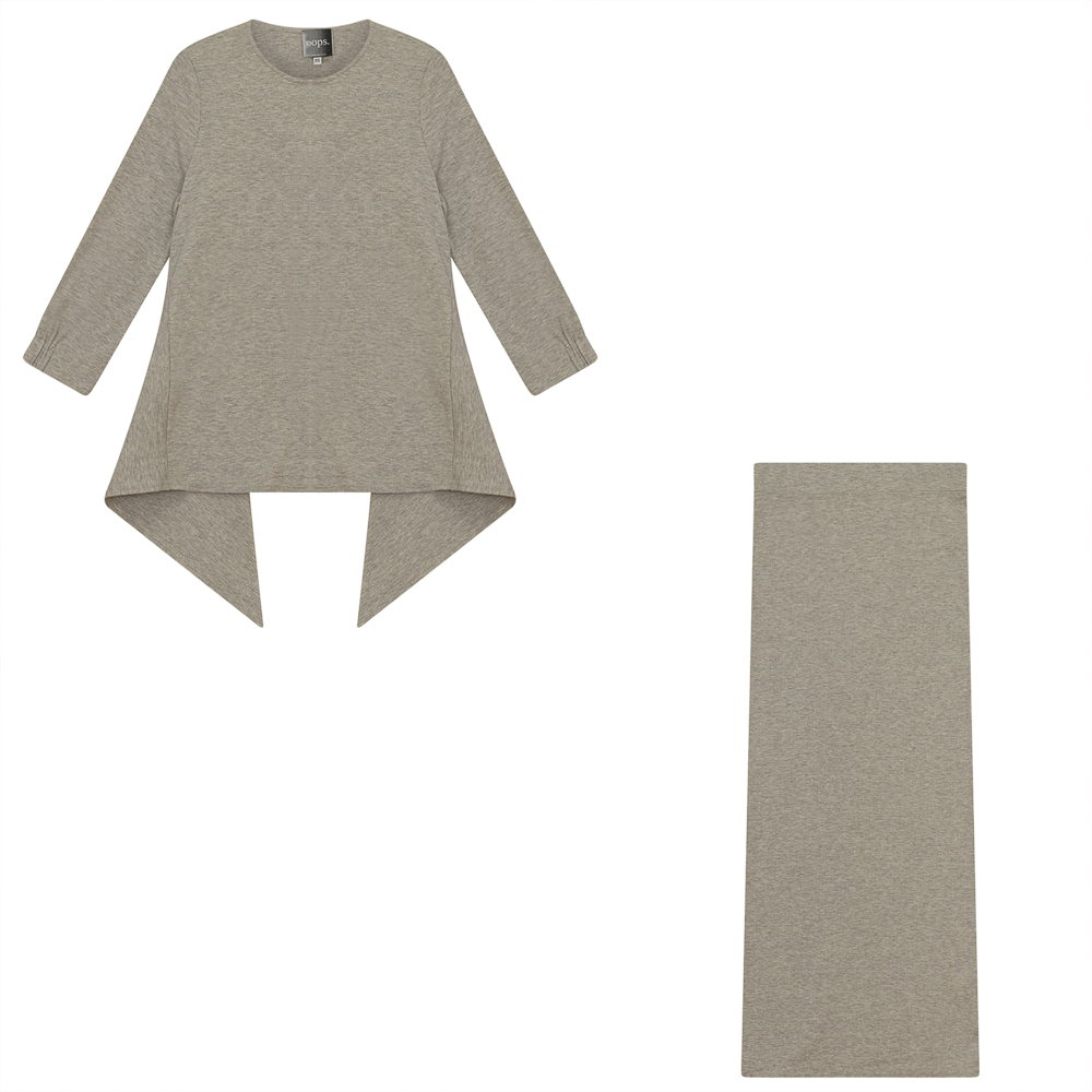 2PC Set Handkerchief Top With Maxi Straight Skirt in by Oops