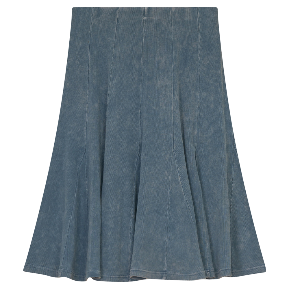 Ladies Paneled Short Denim Wash Skirt in Light Denim Wash by Red Myth