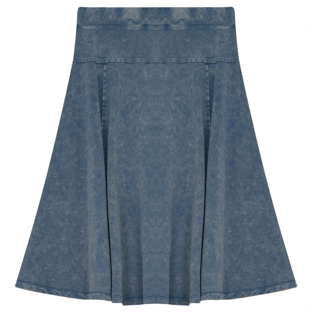 Ladies Denim Stretch Short Skirt in Light Denim Wash by Dot