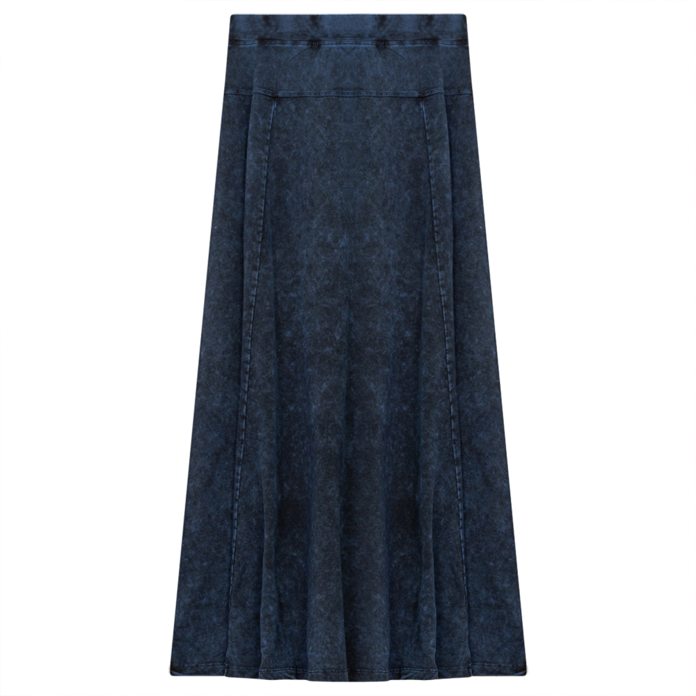 Ladies Denim Stretch Long Skirt in Dark Denim Wash by Dot
