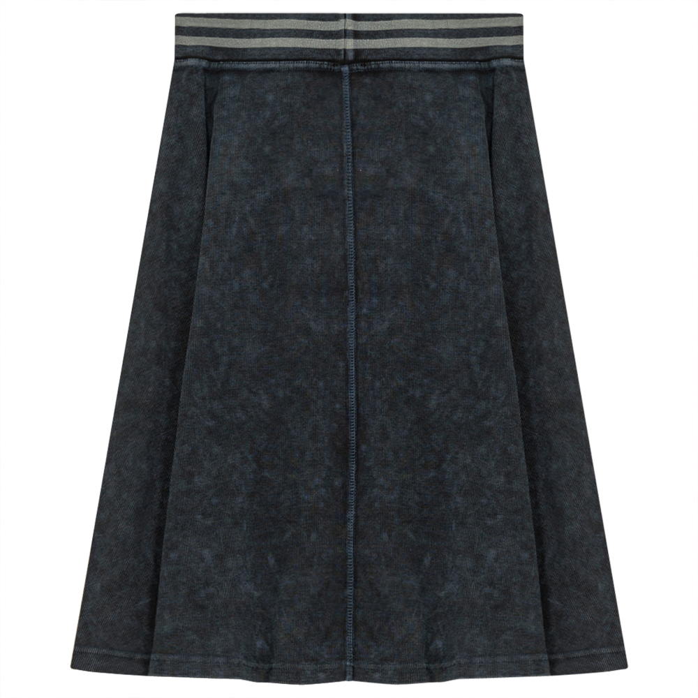 Ladies Denim Rib Short Panel Skirt With Elastic Stripe Waistband in by Dot
