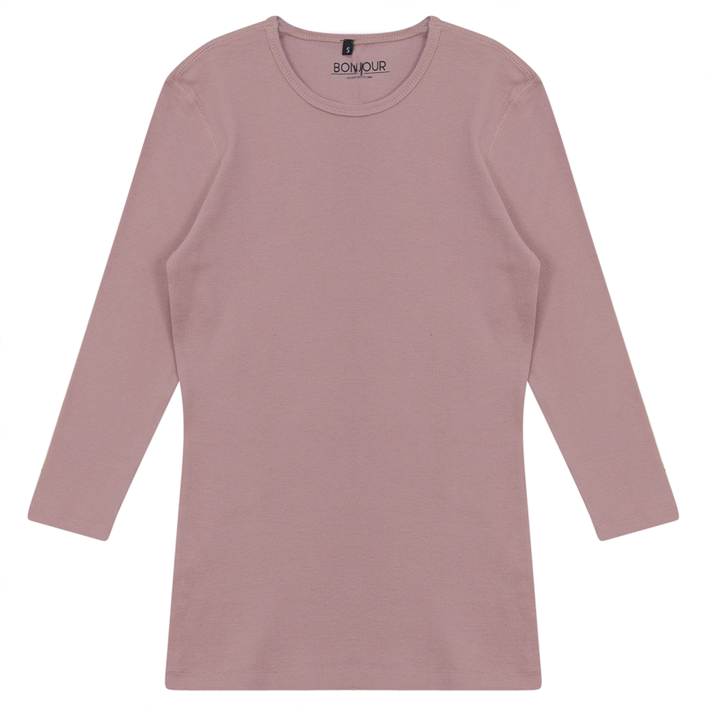 Ribbed Crew Neck T-Shirt in Blush by Bonjour