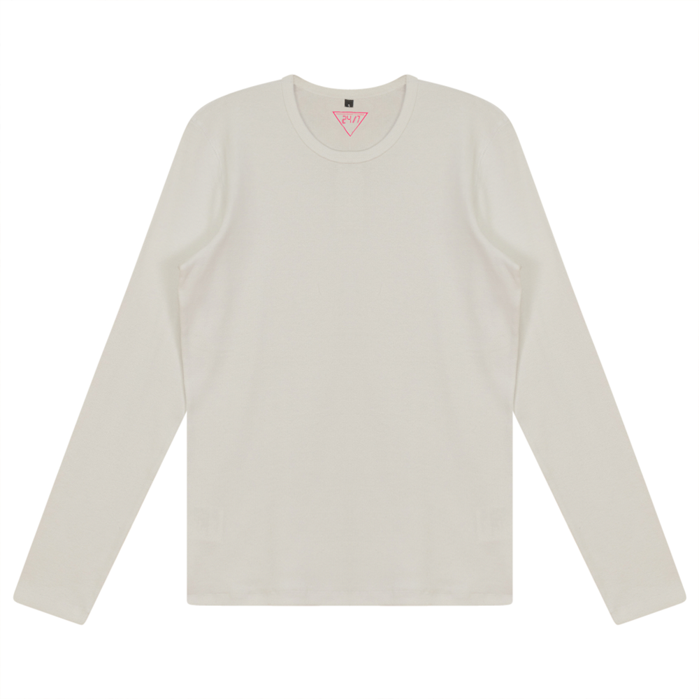 Ribbed Crew Neck Tee in White by 24/7