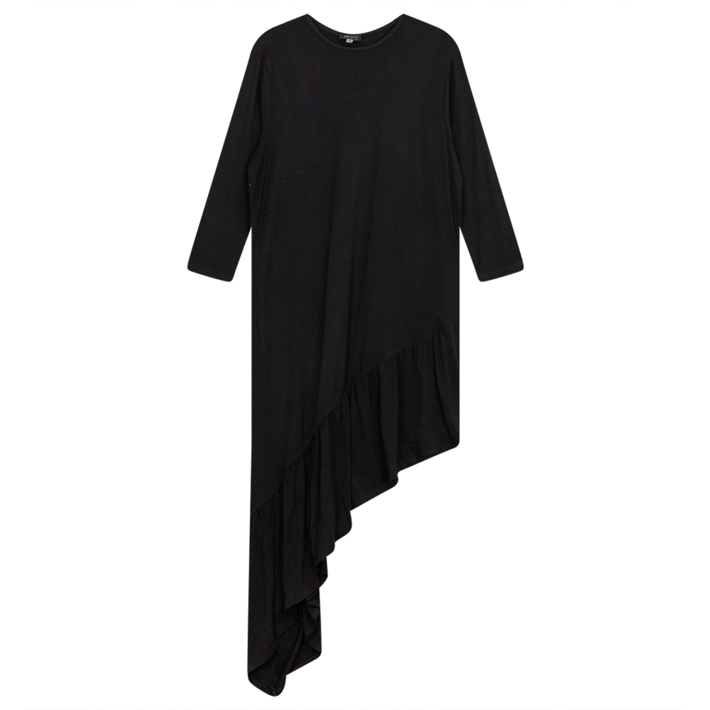 Asymmetric 3/4 Sleeve Top in Black by Maxmrkt