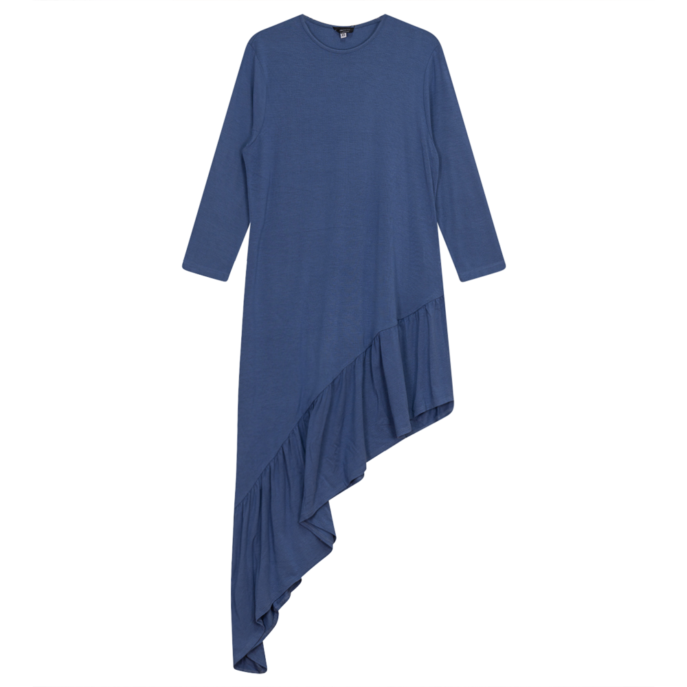 Asymmetric 3/4 Sleeve Top in Dark Denim by Maxmrkt