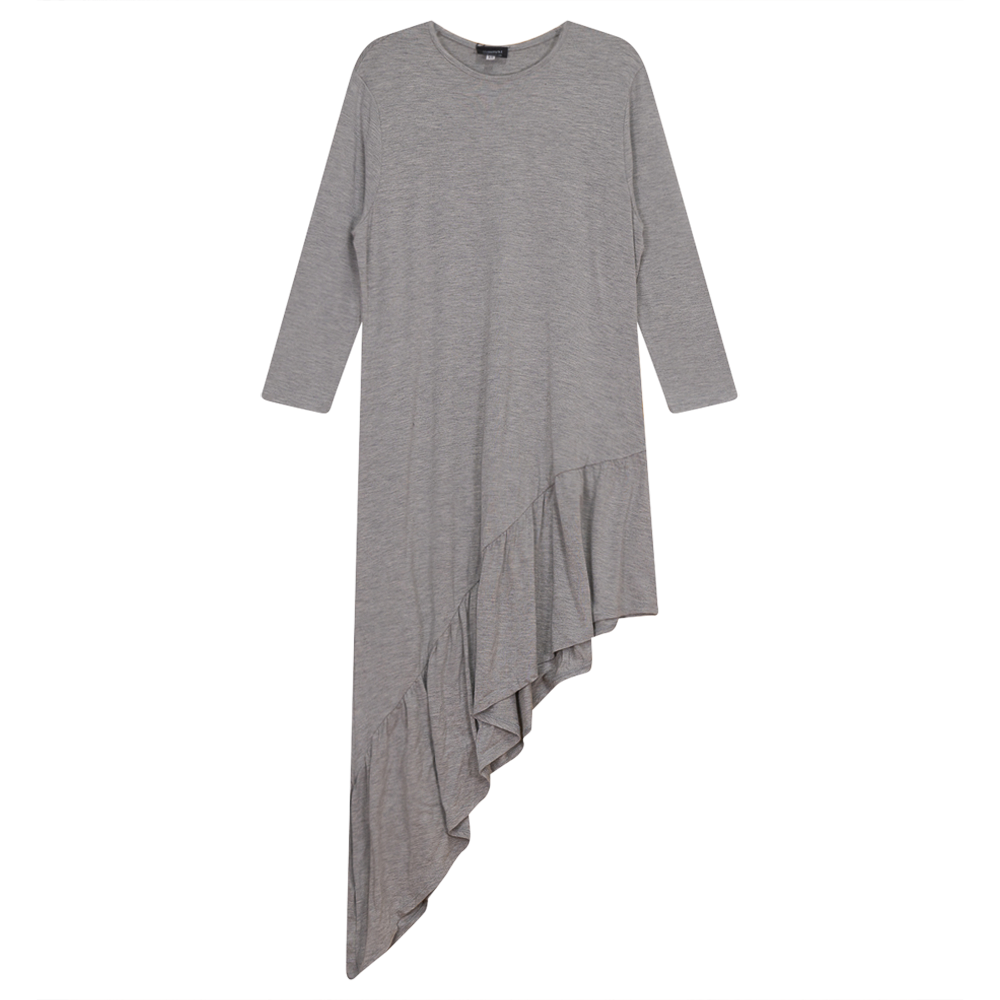Asymmetric 3/4 Sleeve Top in Light Grey by Maxmrkt