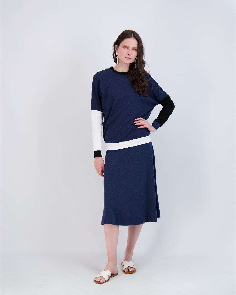 Ladies Cotton Ribbed 27" A-Line Skirt in by Oops