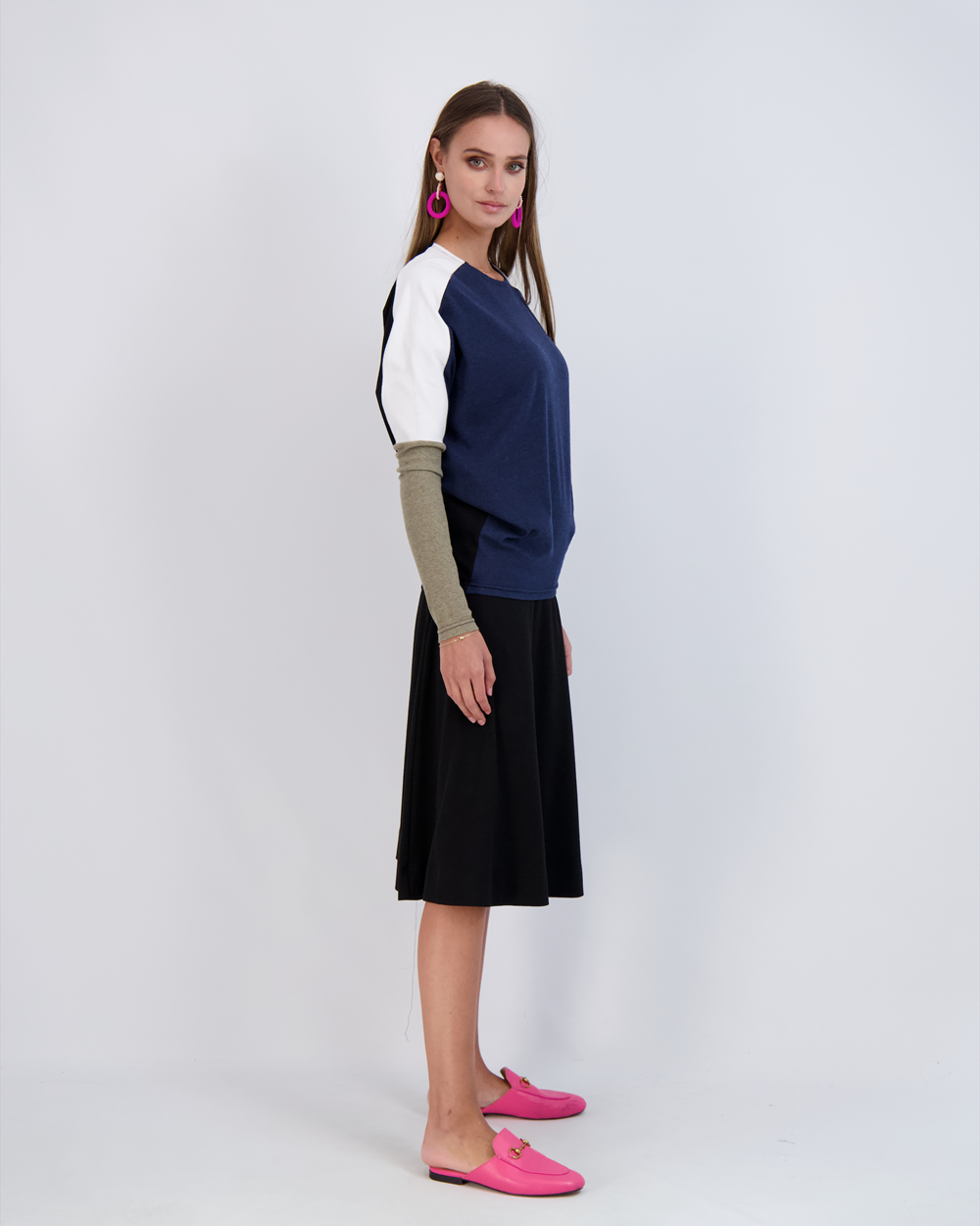 Ladies Cotton Ribbed 27" A-Line Skirt in by Oops