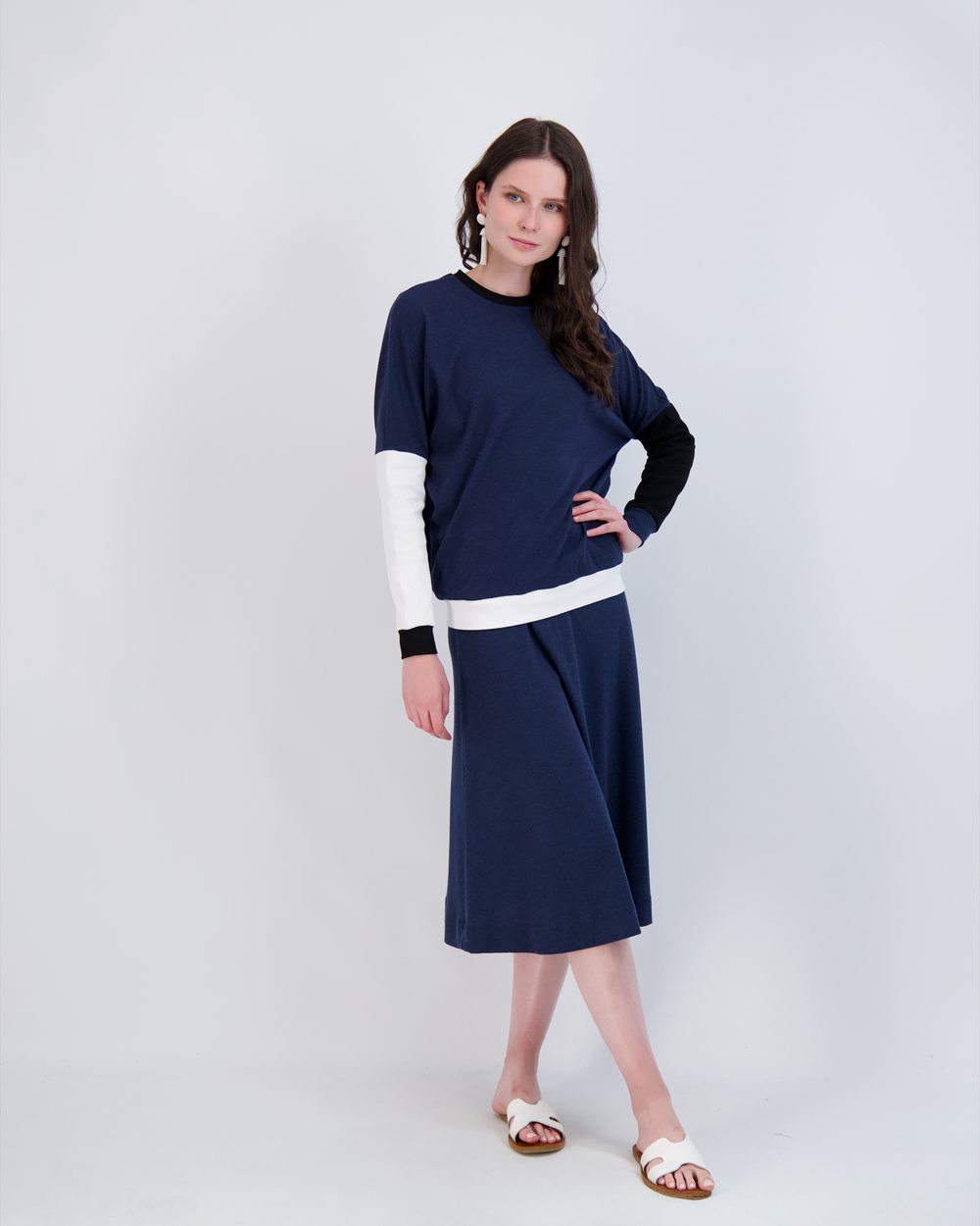 Ladies Cotton Ribbed 27" A-Line Skirt in by Oops