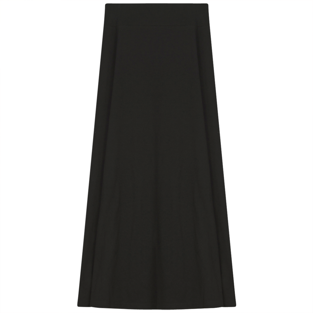 Ladies Cotton Stretch Long Skirt in Black by Oops