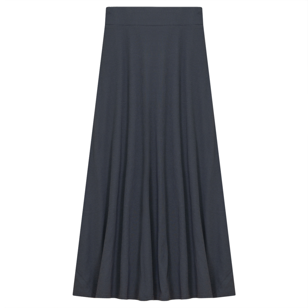 Ladies Cotton Stretch Long Skirt in Ink Grey by Oops