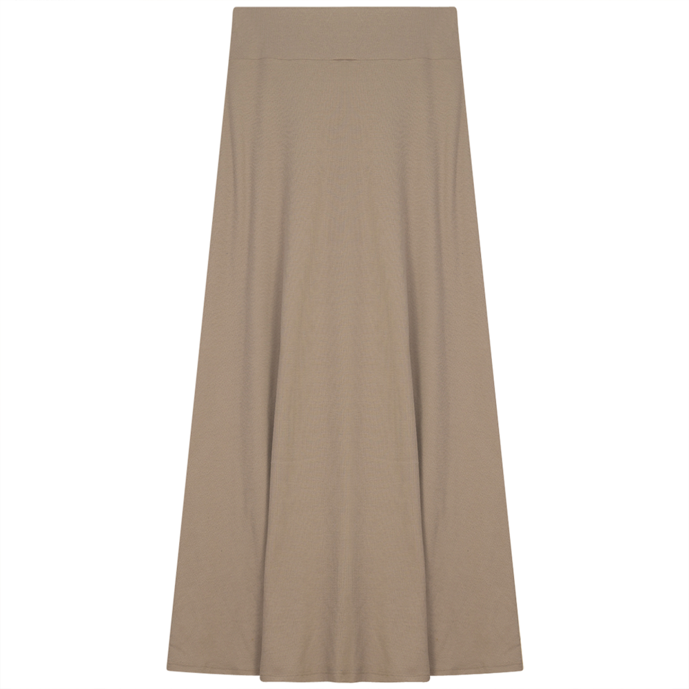 Ladies Cotton Stretch Long Skirt in Stone by Oops