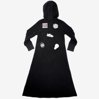 Long Terry Dress With Appliques in Black by Abigail