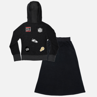 2pc Terry Set With Applique in Medium Grey Mix by Abigail