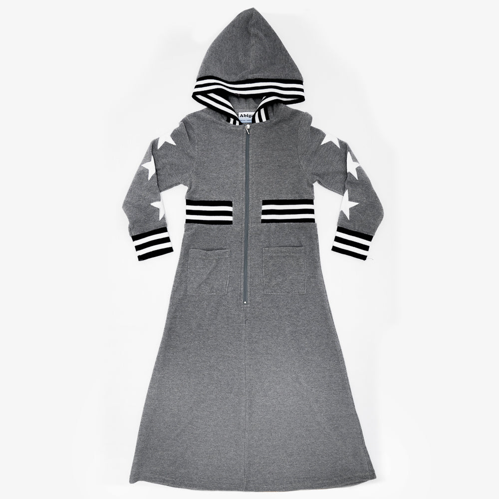 Long Terry Dress With Stars in Medium Grey Mix by Abigail