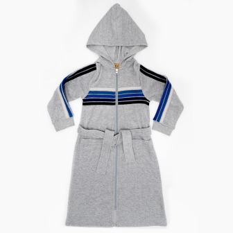 Striped Short Terry Dress in Light Grey Mix by So What