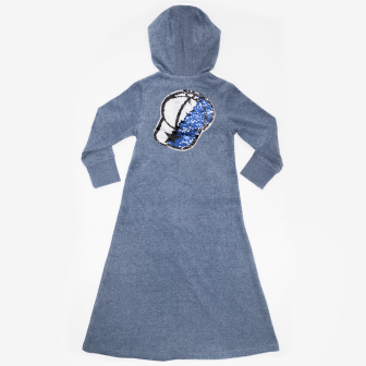 Long Terry Dress With Sequance in Dark Denim Mix by Abigail