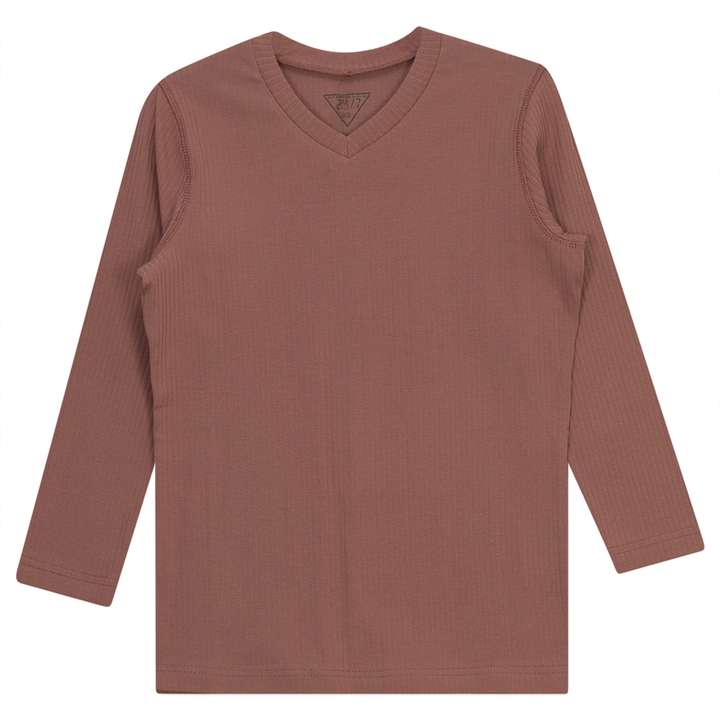 Wide Rib Fitted 3/4 Sleeve Tee Dusty Blush Ladies Pullover by {{ product_vemdor}}