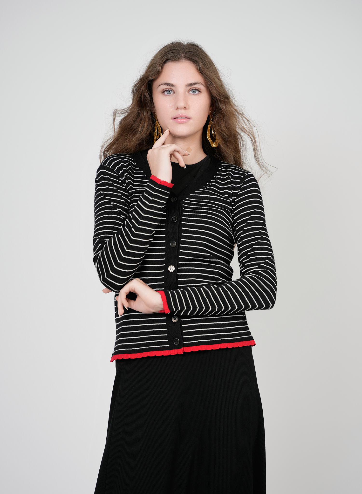 Striped Knit Cardigan in by E.U.X. Exclusive