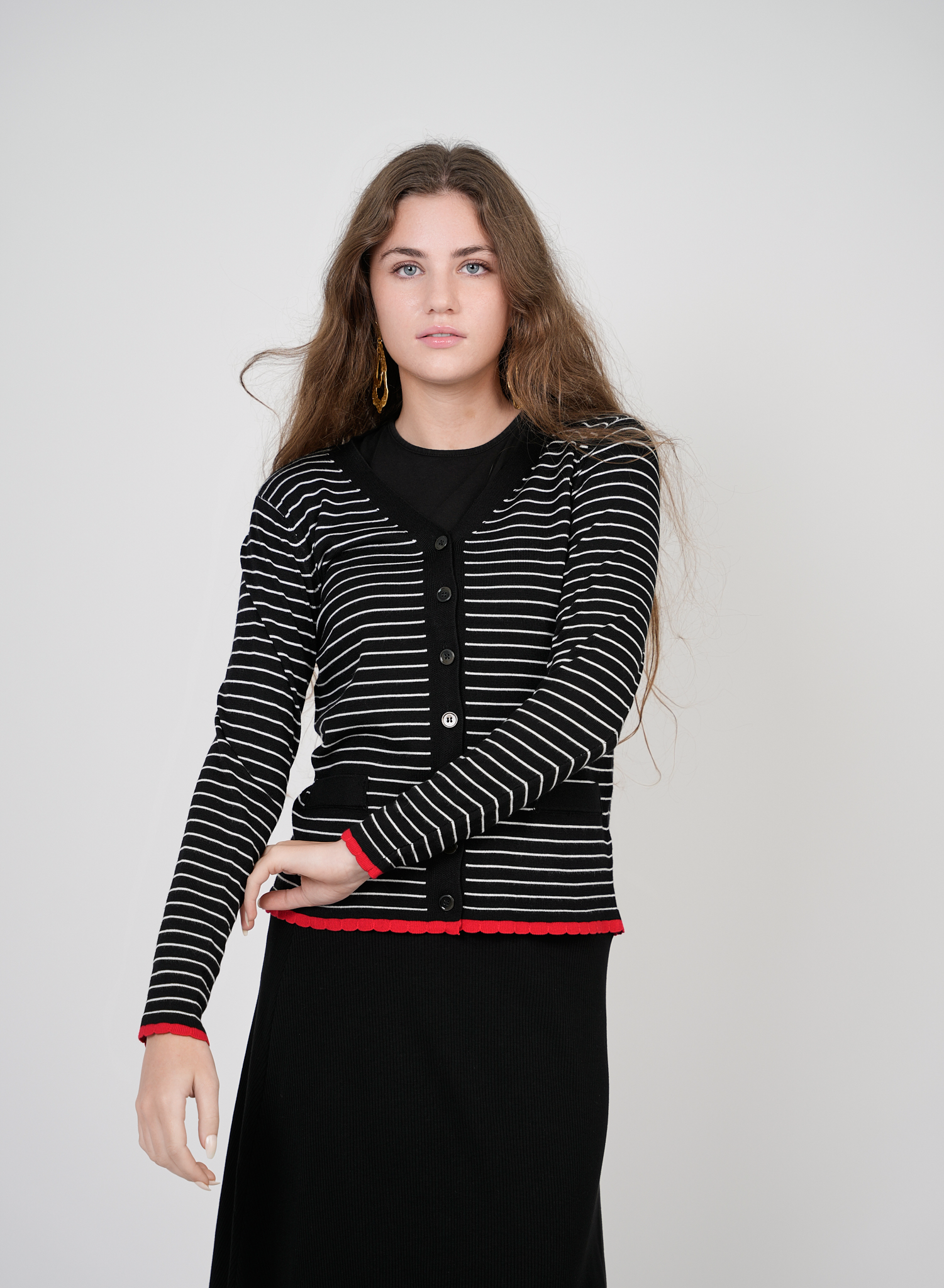 Striped Knit Cardigan in by E.U.X. Exclusive