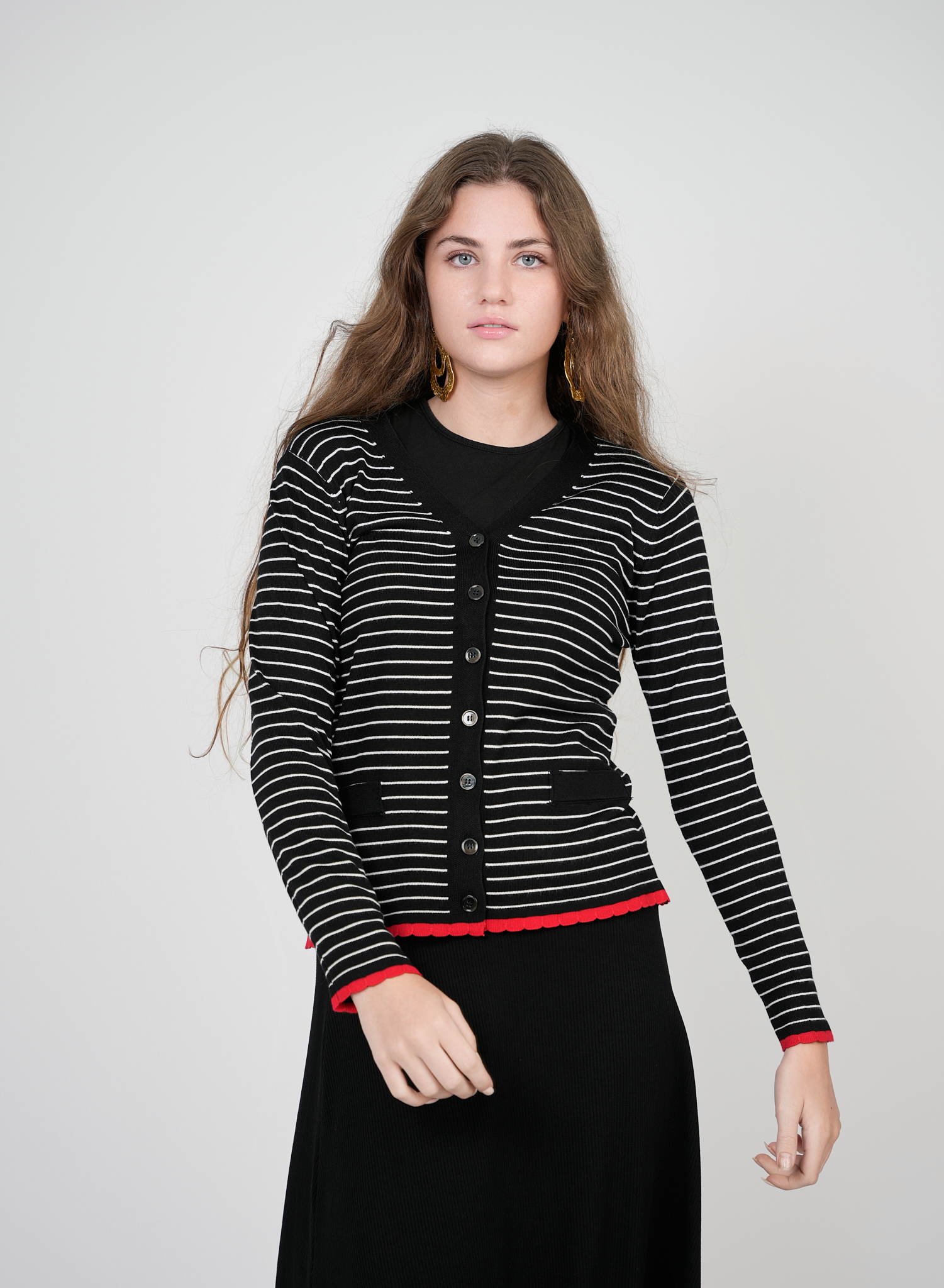 Striped Knit Cardigan in by E.U.X. Exclusive