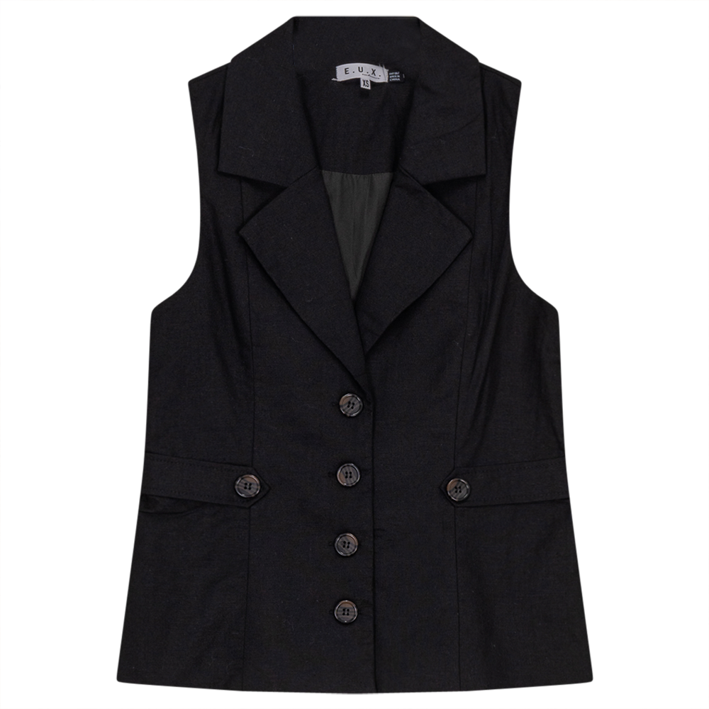 Linen Jacket Vest Black Ladies Vest by {{ product_vemdor}}