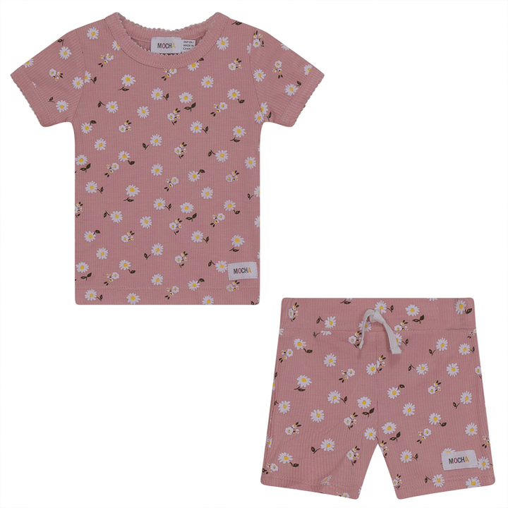 All Over Daisy Print Short 2PC Set Pink 2 pc Girls Set by {{ product_vemdor}}