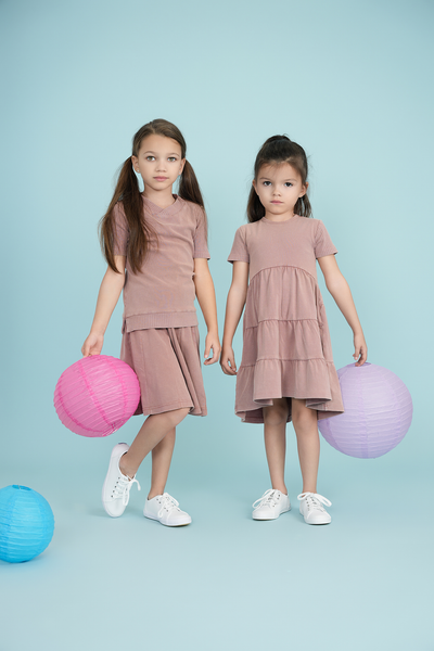 Fine Rib Tiered Dress 5 Stars Girls Dress - TheHushShop.com