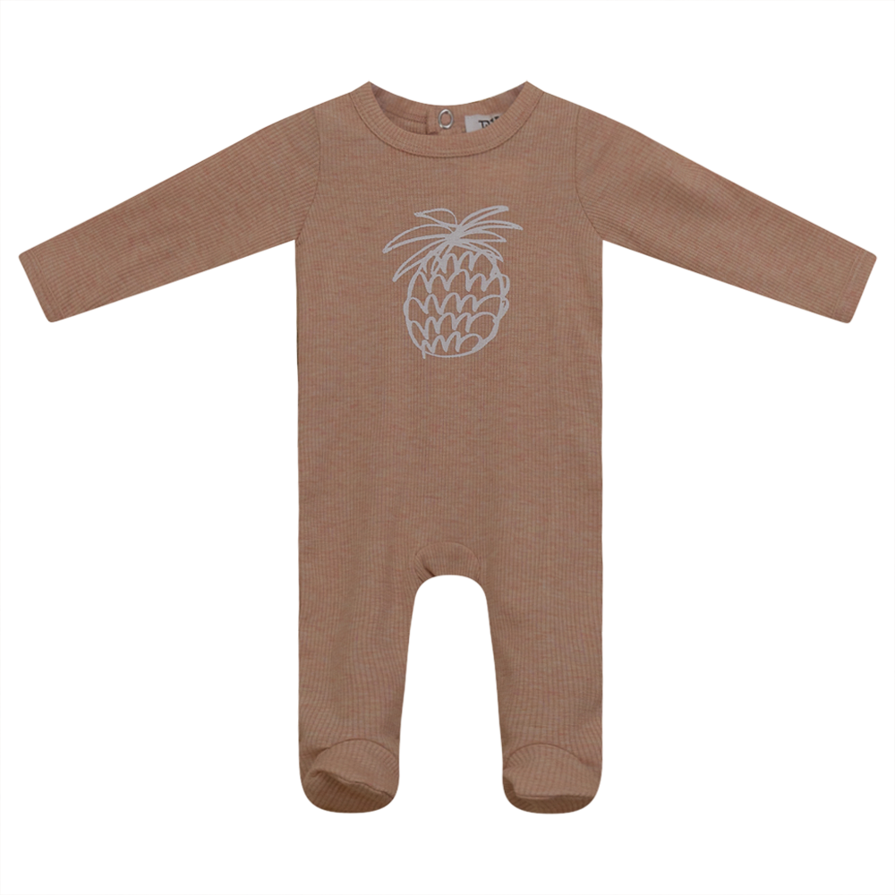 Pineapple Print Rib Onesie Light Caramel Baby Romper by {{ product_vemdor}}