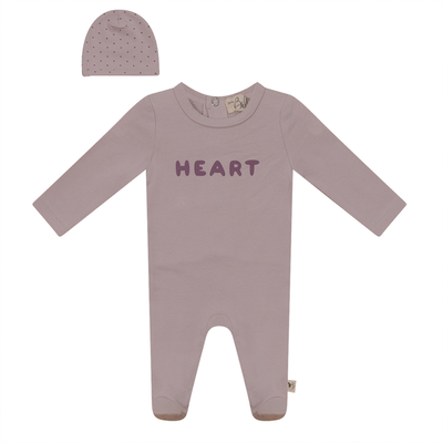 "Heart" Print Onesie With Bonnet Bebe Bella Baby Set Primrose / 1 Month - TheHushShop.com