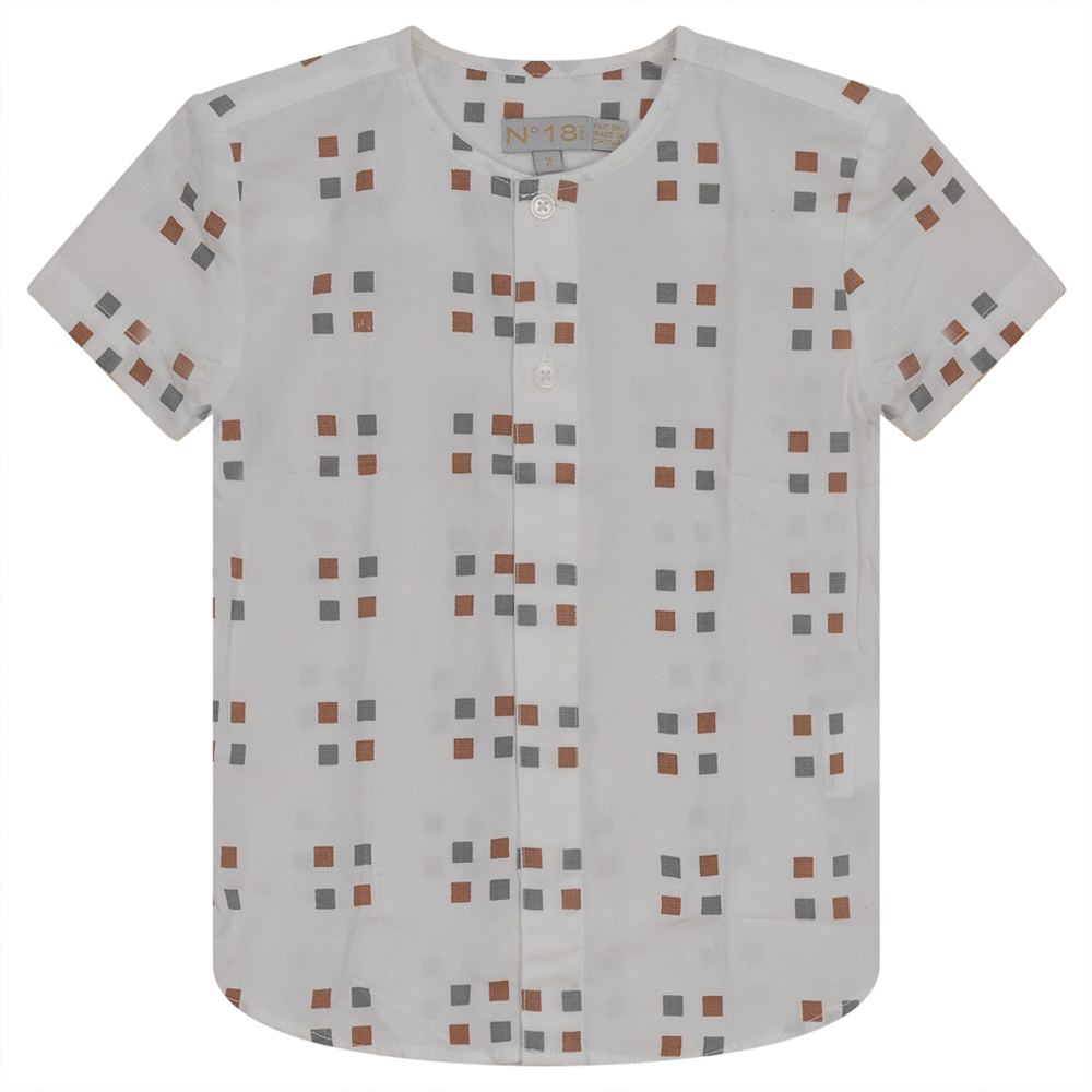 Square Printed Shirt White Cocoa Boys Pullover by {{ product_vemdor}}