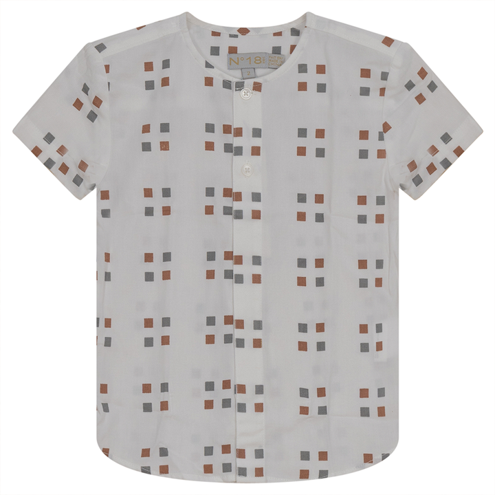 Square Printed Shirt White Cocoa Boys Pullover by {{ product_vemdor}}