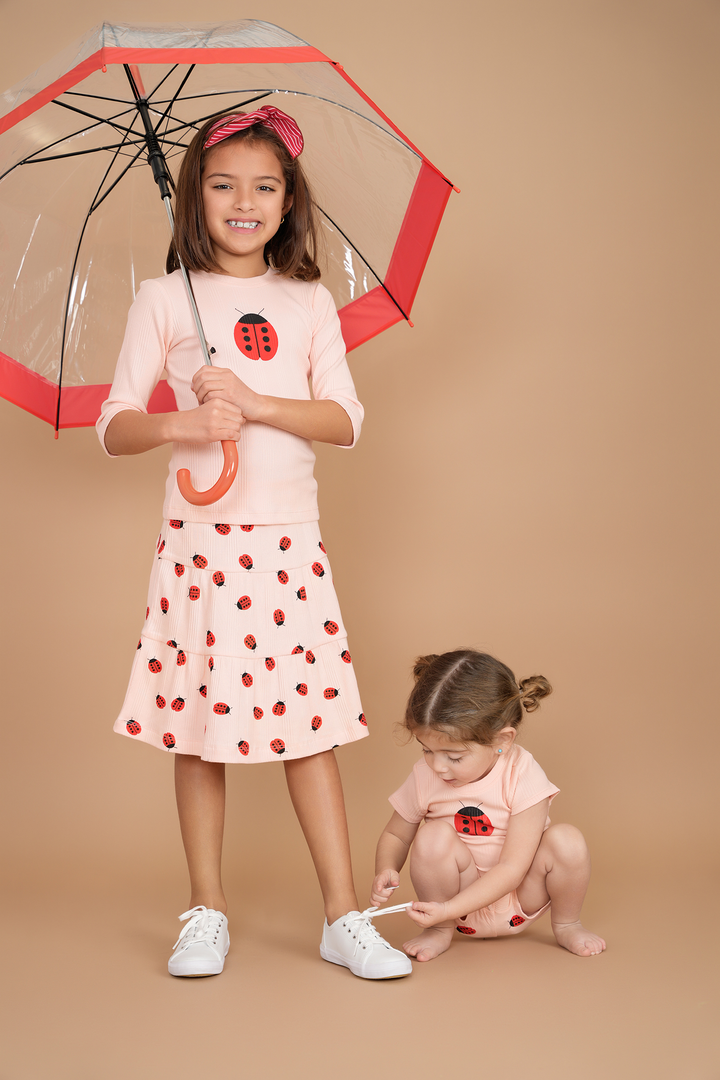 Ladybug Print Tiered Skirt Girls Skirt by {{ product_vemdor}}