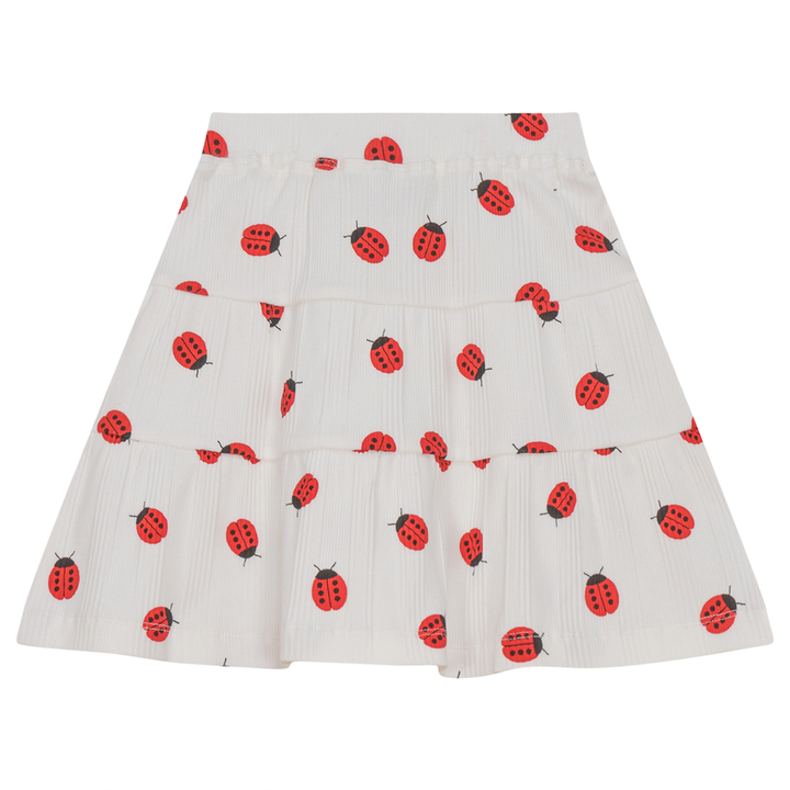 Ladybug Print Tiered Skirt Off White Girls Skirt by {{ product_vemdor}}