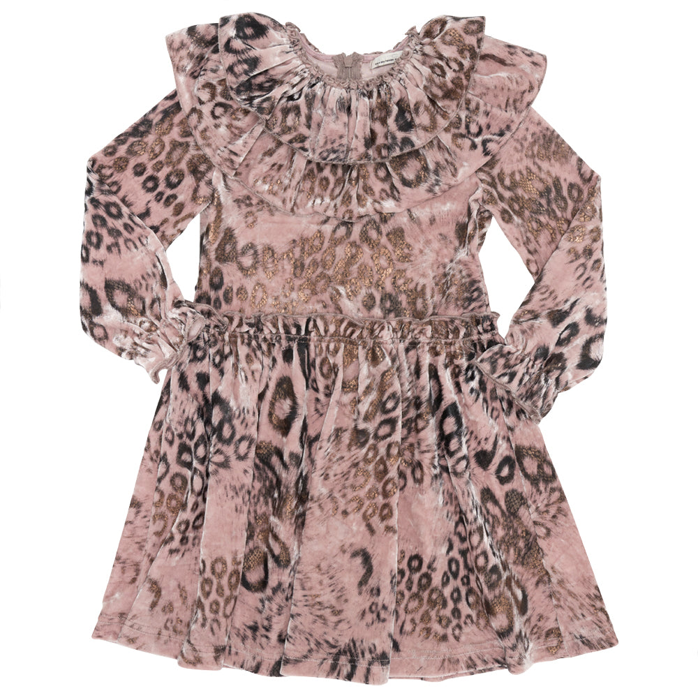 Velour Animal Print Dress in Pink by Slice