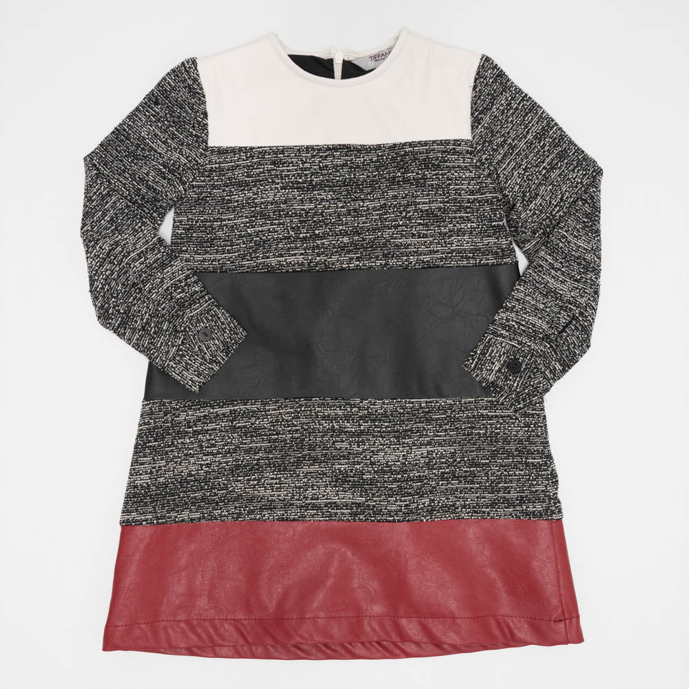 Multi Fabric Color Block Dress in Multi by Tiffany by Tiffany Alison